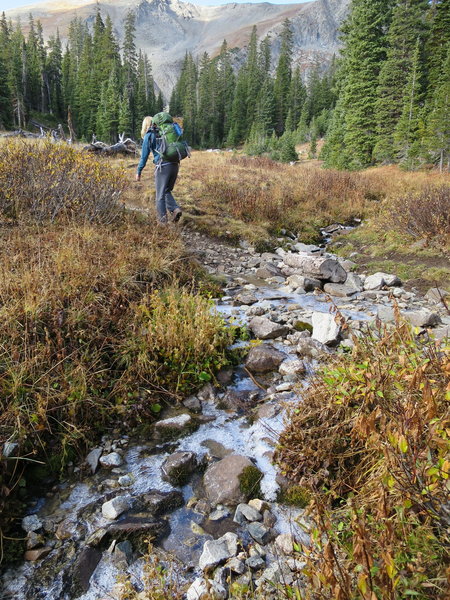 Last crossing of Miners Creek (layer of ice  - October 2).