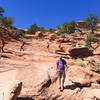 Descending the canyon to access the ruins.