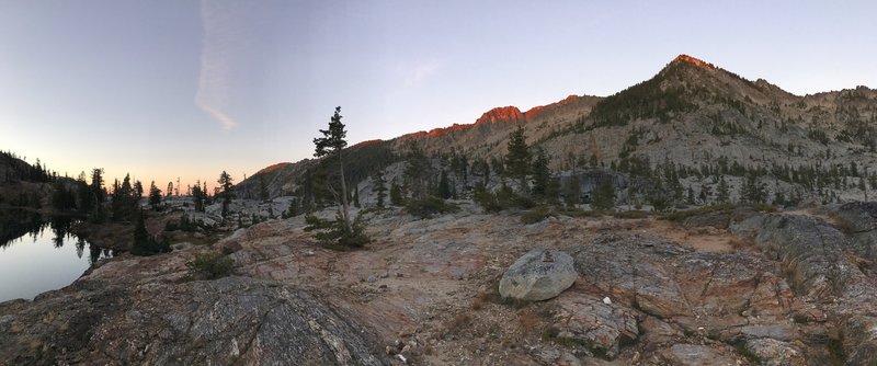 Sunset on granite mountains.