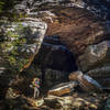 Natural arch along river to river trail just below the Pharaoh Campground.