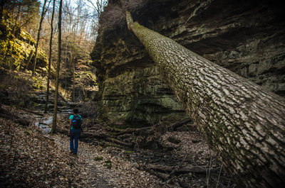 Hiking through one of the tributary-carved canyons.