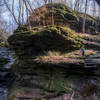 A bit of a scramble up the old, worn sandstone up from the floodplain.