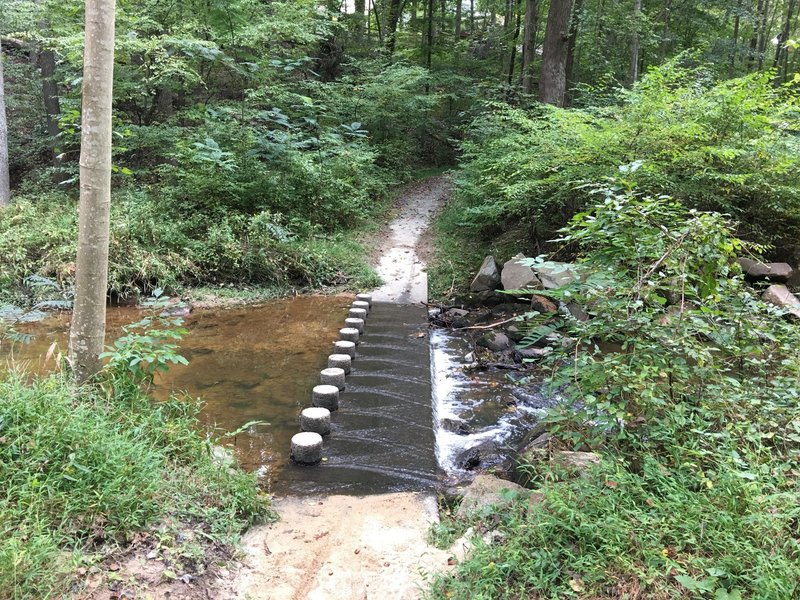 South Run Stream Valley Trail heading east. Stream Crossing.