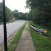 Sidewalk along Rushing Creek Drive headed southeast towards Southrun Road.