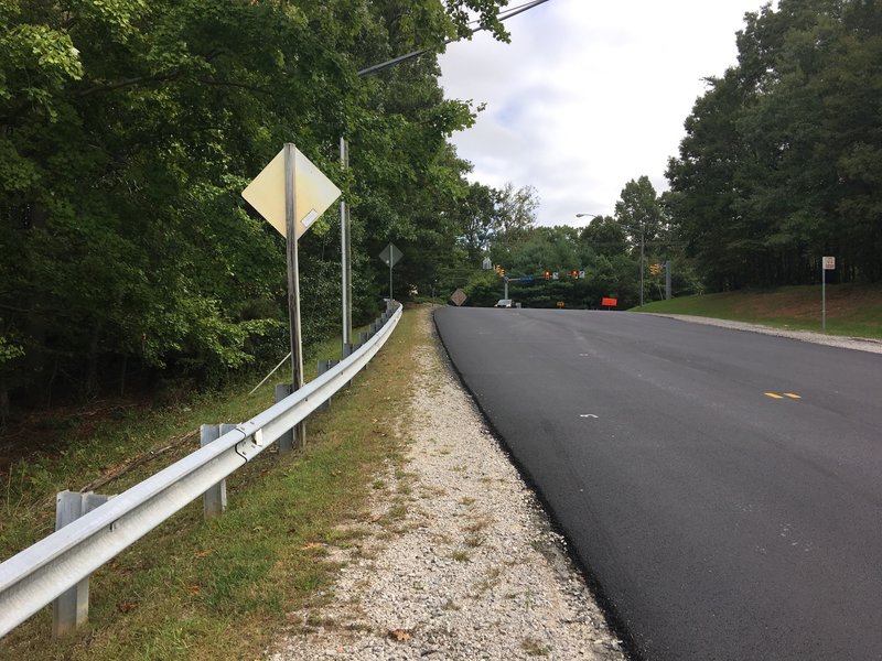 Road shoulder along Southrun Road headed northeast towards Pohick Road.