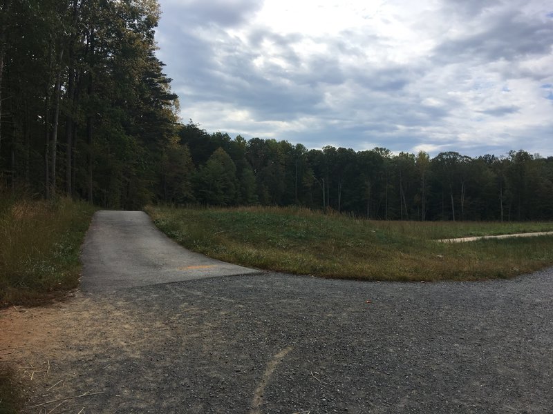 South Run Stream Valley Trail begins at intersection with Burke Lake Trail.