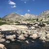 Crossing the stream at the Indian Basin Trail junction.