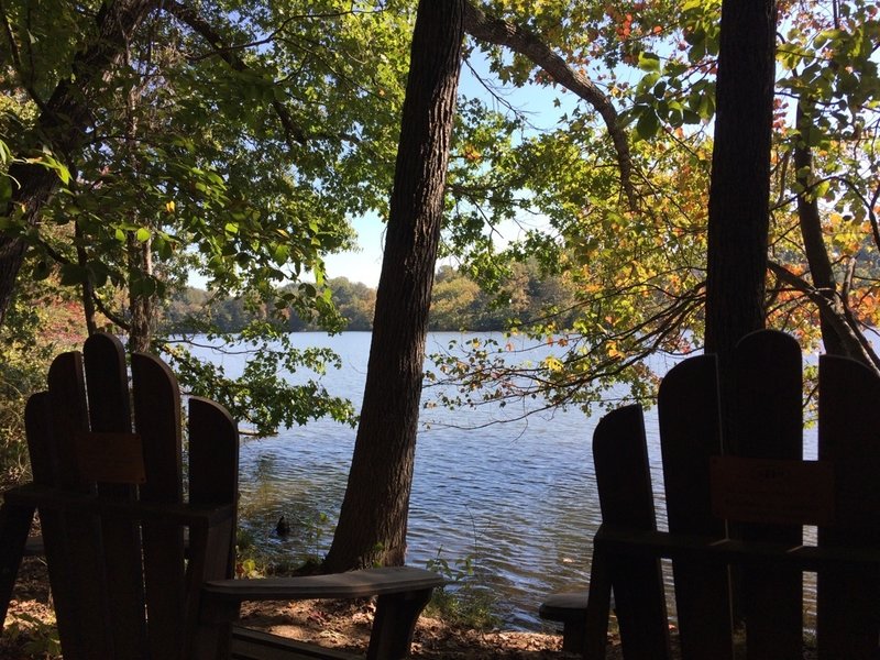 "In Memory of..." A nice place to take a seat and enjoy the lake. About 1/2 way.