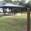 Covered picnic area at the trail start.