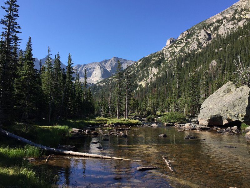 Inlet to Jewel Lake and a view of the Spearhead.