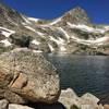 Blue Lake and boulder.