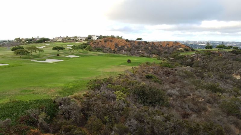 A view from the arbor overlooking a fairway.