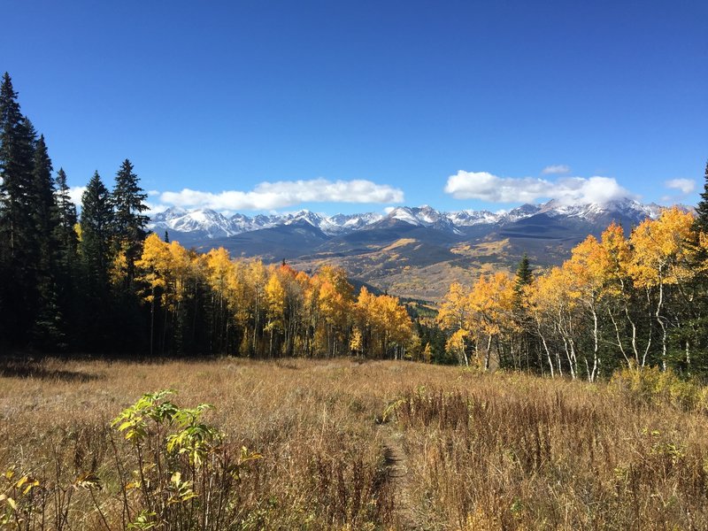 Views of the Gore Range start pretty quickly after you start climbing the trail.