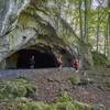 Coming out from the pass-through cave Oswaldhöhle. Photo: Peter Fecher.