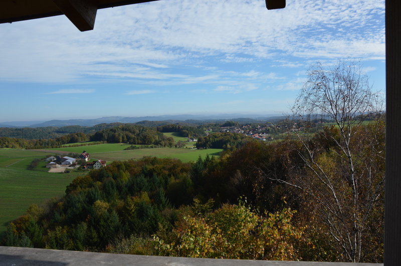 View from Hohes Kreuz to mountain village Engelhardsberg.