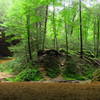 Ash Cave with waterfall after the rain. An easy hike in the Hocking Hills along the lovely Ash Cave Gorge Trail.