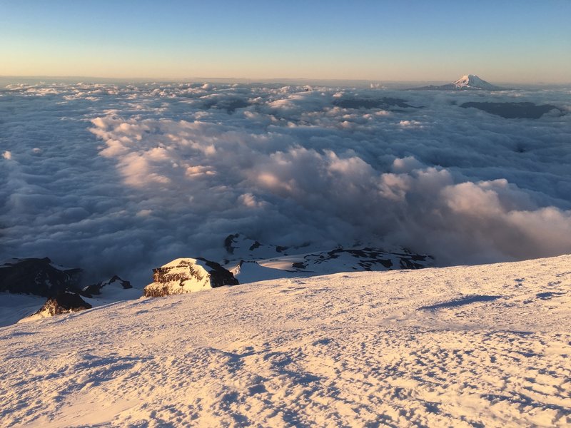 Sunrise on Mt. Adams from Mt. Rainier ascent.