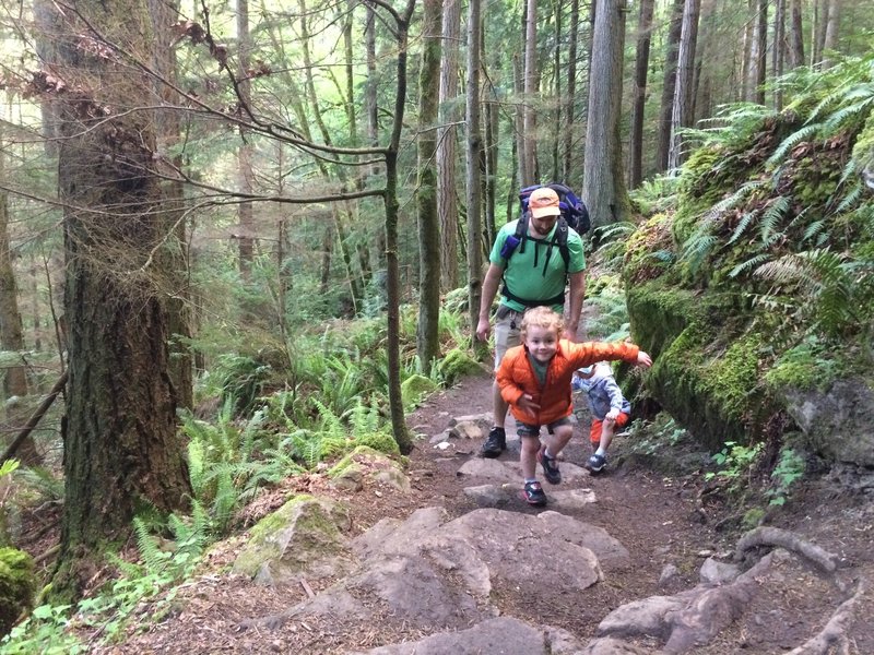 Toddlers getting outside on Chirico Trail.