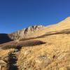 Looking up to Venable Pass and the early slopes of Venable Peak.