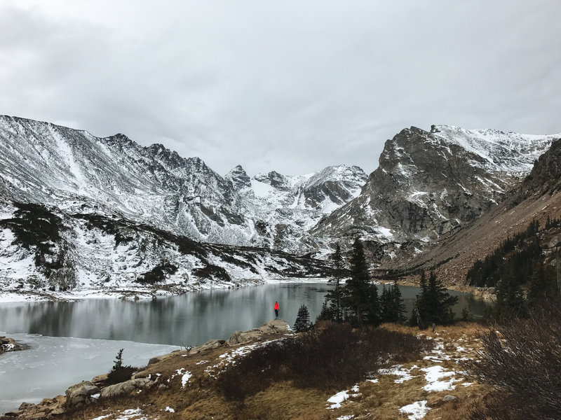 Isabelle Lake surrounded by the Indian Peaks - stunning.