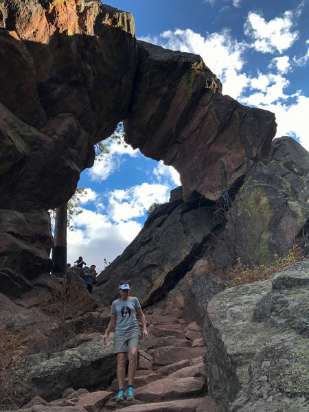 Hiking back down the many steps to the Royal Arch.