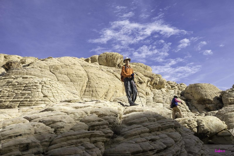 On the rocks of the Calico Tanks Trail.