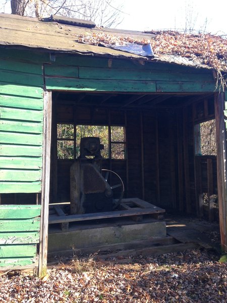 Oil well pump house.