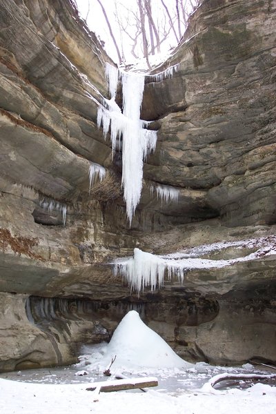 The waterfall in St. Louis Canyon can turn into a veil of ice in the winter.