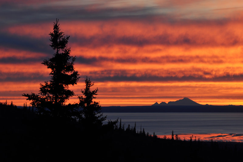 Wolverine Peak Trail, with Mt. Redoubt volcano on the horizon.