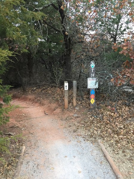 The Green Trailhead - start of this trail, located on the east side of the trailhead parking lot.