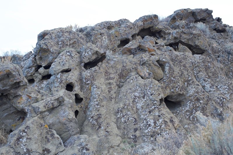 Rock formations at the top of the hill.