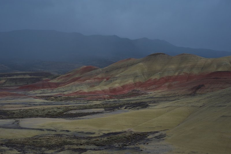 Painted Ridge in the middle of a rainstorm.