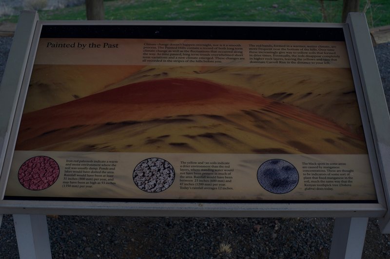 A sign at the overlook that shows the mineral composition of the hills and what the various colors represent.