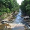 View of Sope Creek from the bridge crossing along Paper Mill Road. There are ruins on both sides here which can be accessed by the trail.