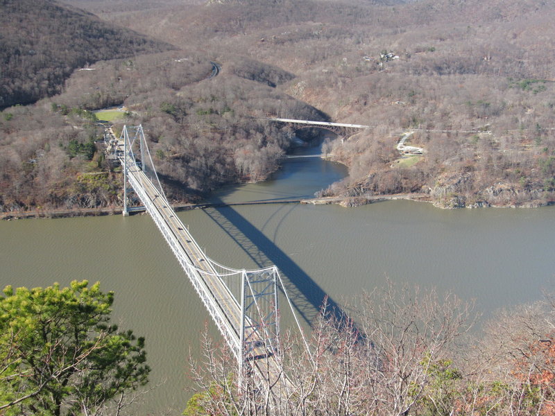 The view from Anthony's Nose to the Bear Mountain Bridge below