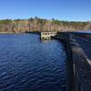 Dam #1 Bridges the Lee Hall Reservoir with access to Twin Forts Trail and  White Oak Trail.