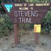 Stevens Trailhead - the trail starts behind sign on left.