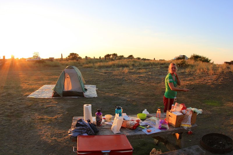 Dinner's ready at Gold Bluffs Beach Campground.