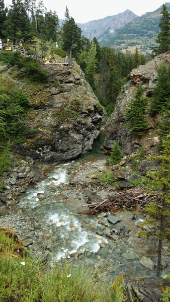 Blakiston Creek with viewing platform work being done.