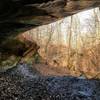 A view from inside the largest rock shelter.