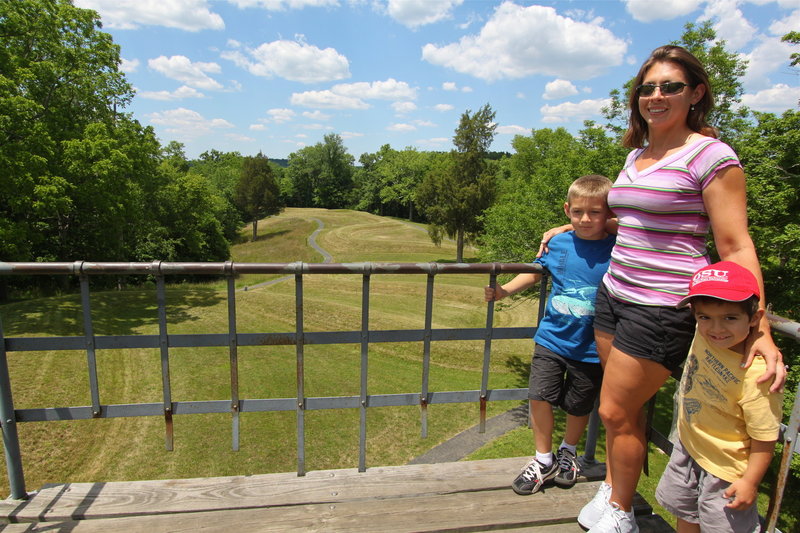Gabriel, Celestina, and Alex enjoy the sights at Serpent Mound Historical Site.