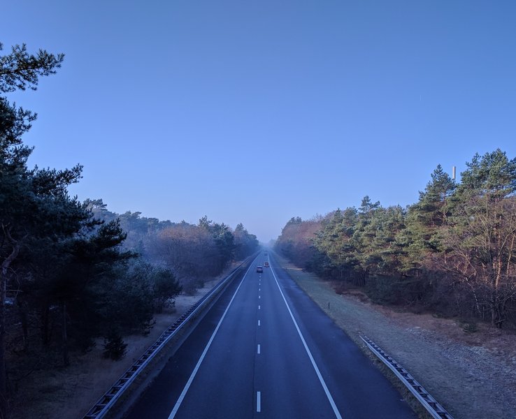 Crossing the highway provides an interesting perspective along The Lancaster Route.