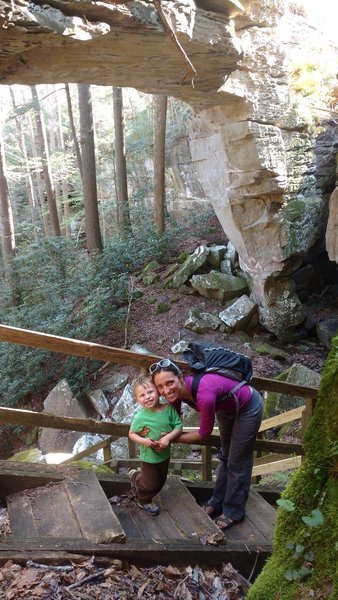 Taking a break under Split Bow arch.