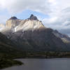 Looking at the Cuernos del Paine from Skottsberg Lake.