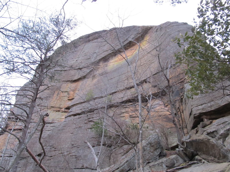 Courthouse Rock looms over the trail below.