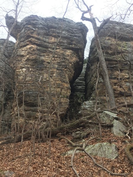 Without a person for scale, it is hard to show the true size of this formation. These rocks are 60-80 feet tall. It is perfect for rock scrambling and exploring.