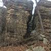 Without a person for scale, it is hard to show the true size of this formation. These rocks are 60-80 feet tall. It is perfect for rock scrambling and exploring.