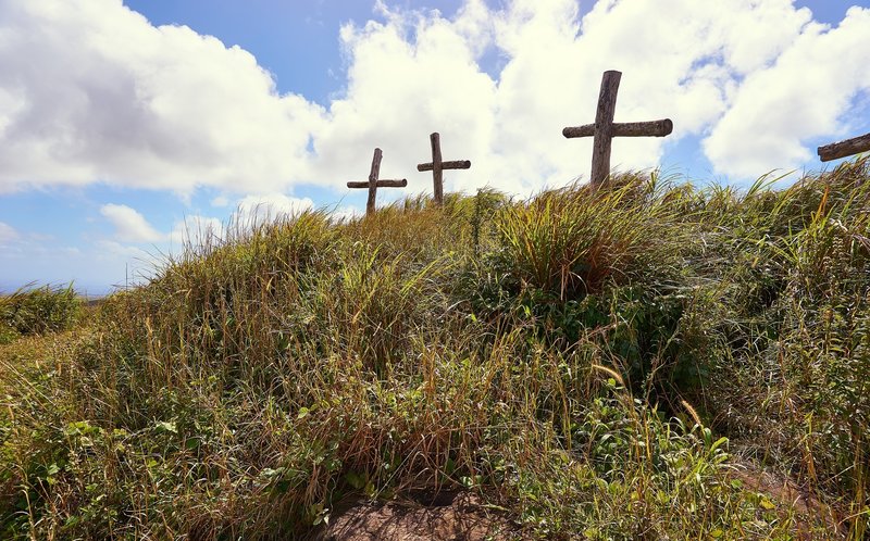 The crosses have been placed up here by a local church and do not represent graves.