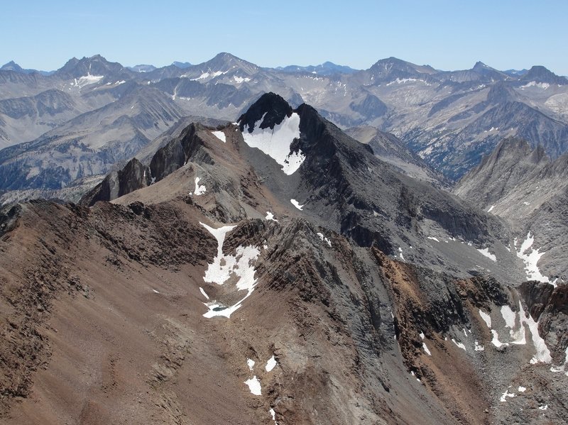 The epic view of Red and White Mountain from the summit of Red Slate Mountain.