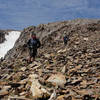 Hikers descending from Red Slate Mountain.